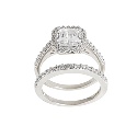 Overstock Promotions - Save $13 on a Silver Asscher-cut Clear Cubic Zirconia Bridal-inspired Ring Set